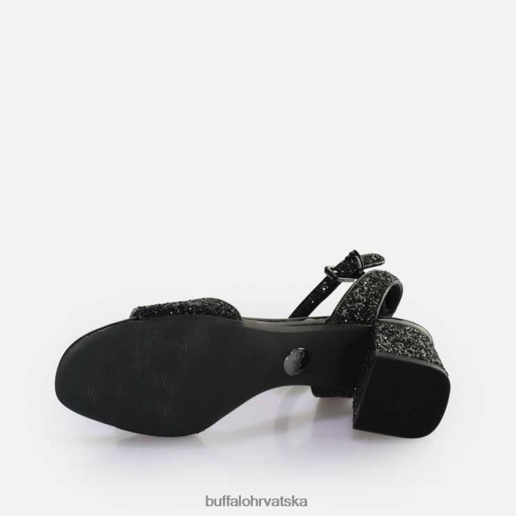 crna/srebrna Buffalo Rainelle veganska sandala s petom |sandale TDD6T541